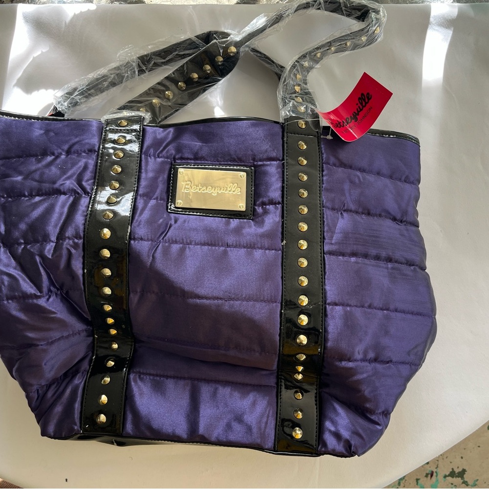 Betsey Johnson Purple Tote with Black Studded Straps